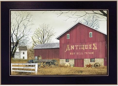 Trendy Decor 4U BJ189E-712 Antique Barn Wall Art By Billy Jacobs - Farmhouse Landscape 10" H x 14" W