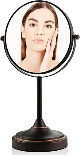 Miniatura 8 de Ovente Espejo de maquillaje de mesa de 7 pulgadas con soporte aumento 1X y 7X lupa redonda ajustable de doble cara ideal para tocador tocador