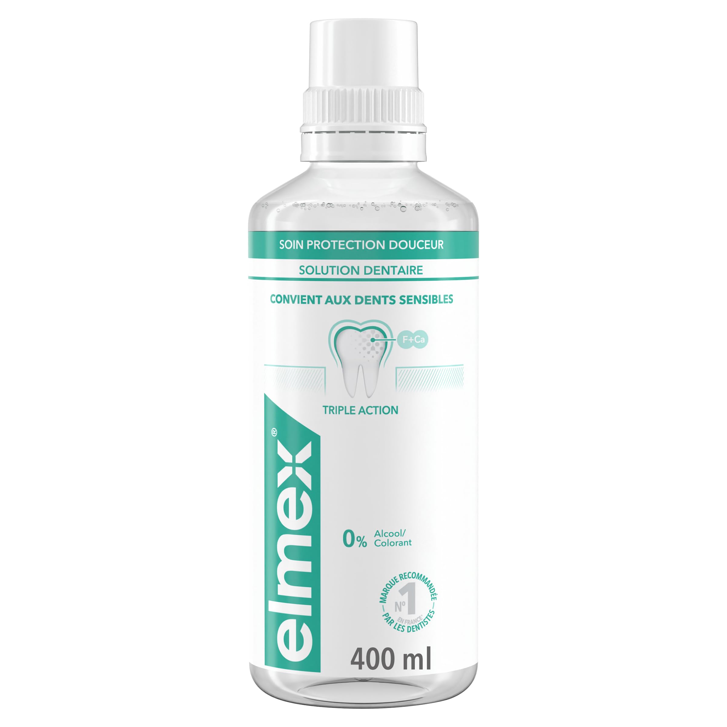 ELMEX - Bain de bouche Soin Protection Douceur - Triple action pour dents sensibles et protection caries - Sans alcool - Goût menthe - 400ml - Lot de 12