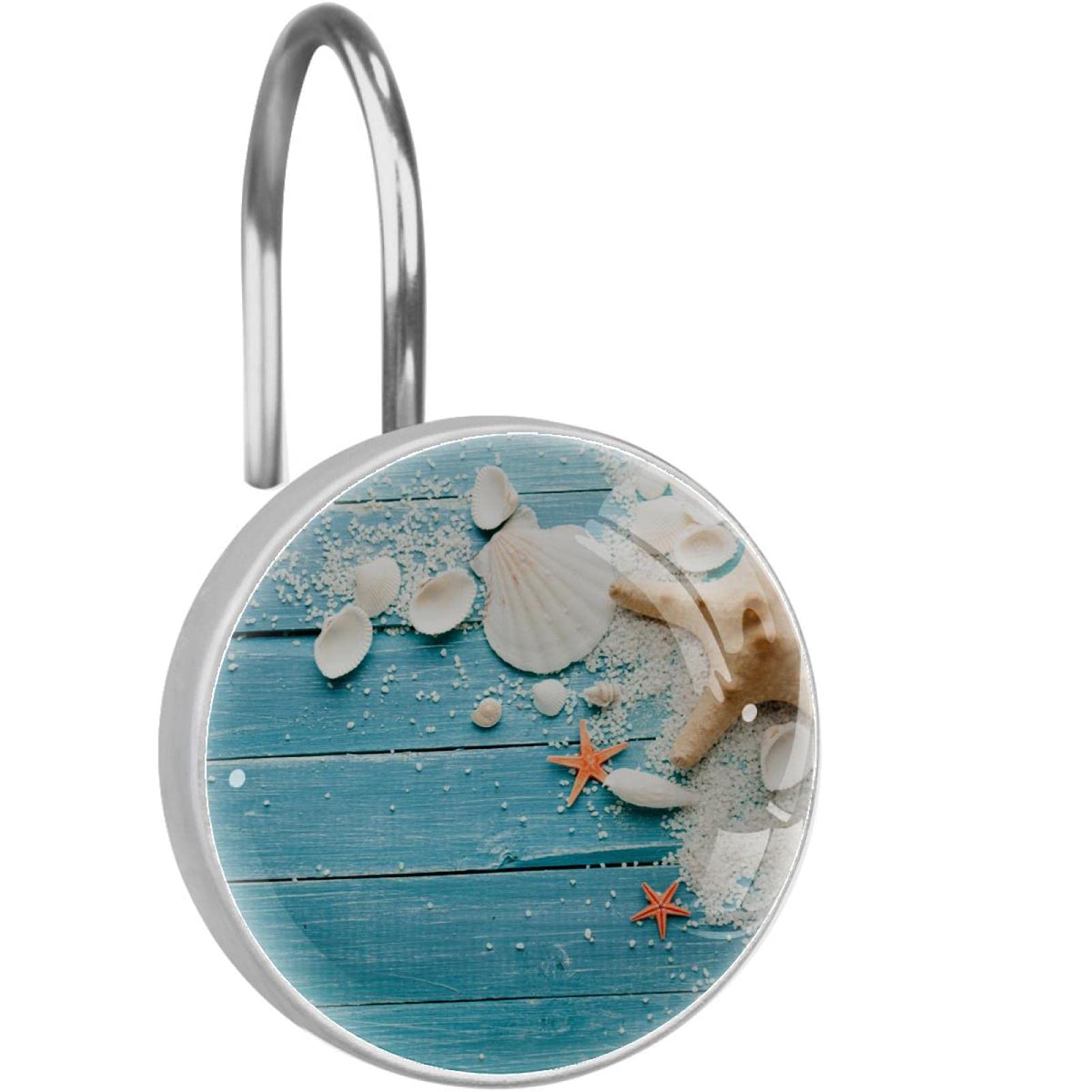 Rideau de douche et crochets en acier inoxydable haut de gamme ornements marins