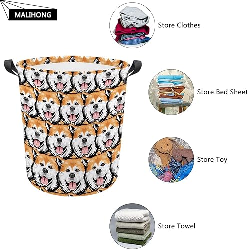 Miniatura 4 de MALIHONG Cesta de lavandería con inicial floral personalizada, monograma con nombre personalizado de flores y pájaros, cesta de ropa plegable de