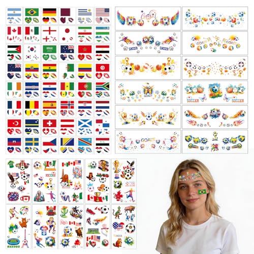 2026 Temporary Tattoos World Cup 22 Sheets Oil Painting Style48sheets Temporary Tattoos Country Flag Face Stickers Waterproof National Flag Tattoos World Cup Match Support Supplies