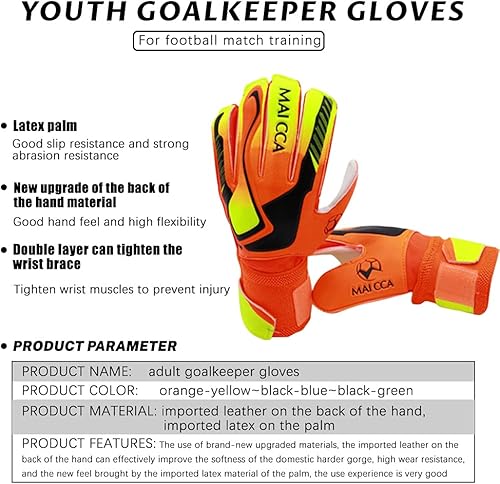 Miniatura 10 de XXMU Guantes de portero de fútbol para niños, niños, jóvenes y adultos, guantes de fútbol de protección con palmas de superagarre