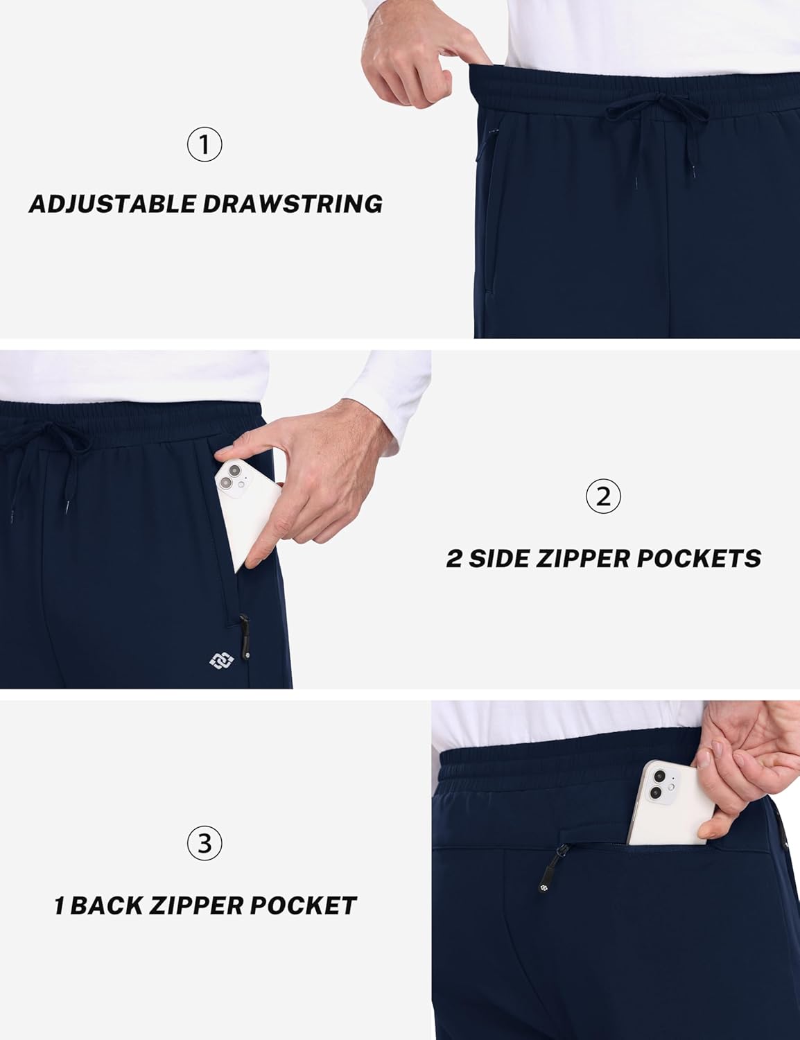 MoFiz Men's Fleece Snow Pants Winter Hiking Windbreak Water Resistant Men's Joggers Pants Warm Sweatpants Pants - Image 4