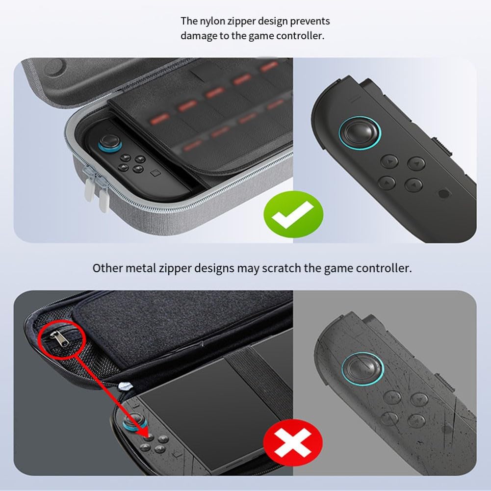 Custodia in EVA per Nintendo Switch 2, contiene 12 cartucce di gioco, 30 x 15 x 8 cm, per borsa da viaggio compatta e leggera, nera o grigia