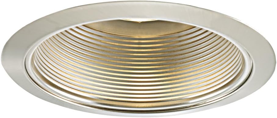 Jesco Lighting TM609ST 6-Inch Aperture Line Voltage Trim Recessed Light, Step Baffled Trim, Satin Chrome Finish