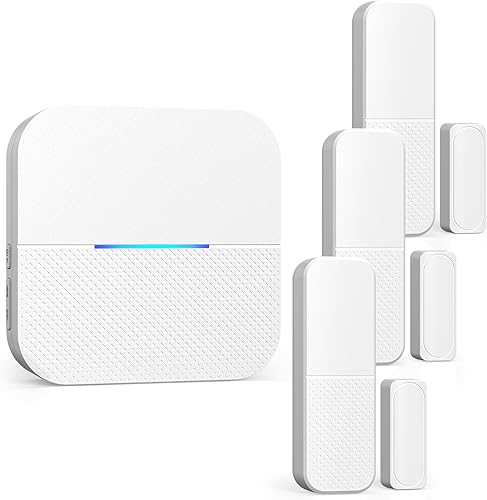 Vista 10 de AIDA Alarmas de puerta cuando se abre alarma inalámbrica con sensor de timbre para negocios/hogar/niños, rango de 600 pies, 58 tonos de llamada, 5