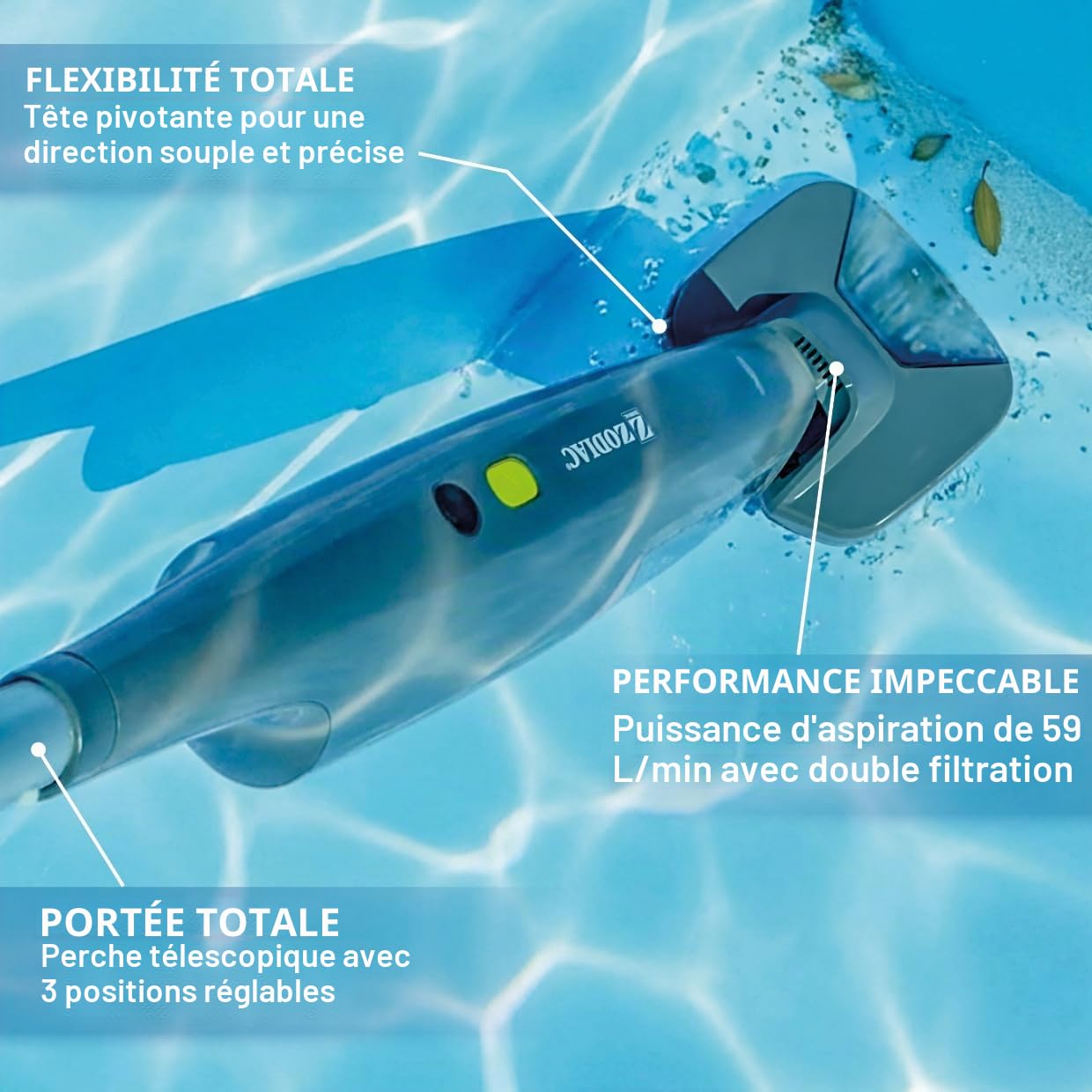 Zodiac Serenit MVH20. Aspirateur Manuel pour Piscine avec tête pivotante.