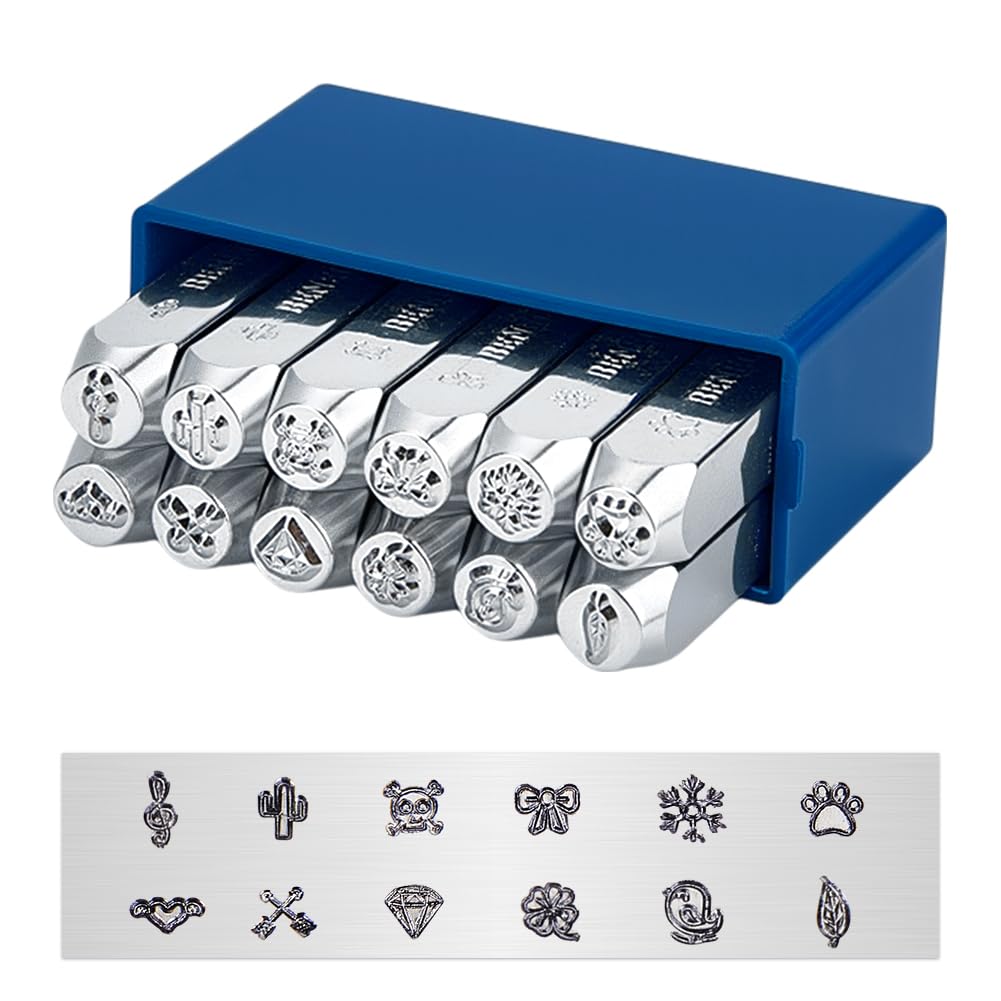 BENECREAT Stamp Set, Metal Punch Stamp Stamping Tool Case Design Stamps AJEW-BC0005-29-US
