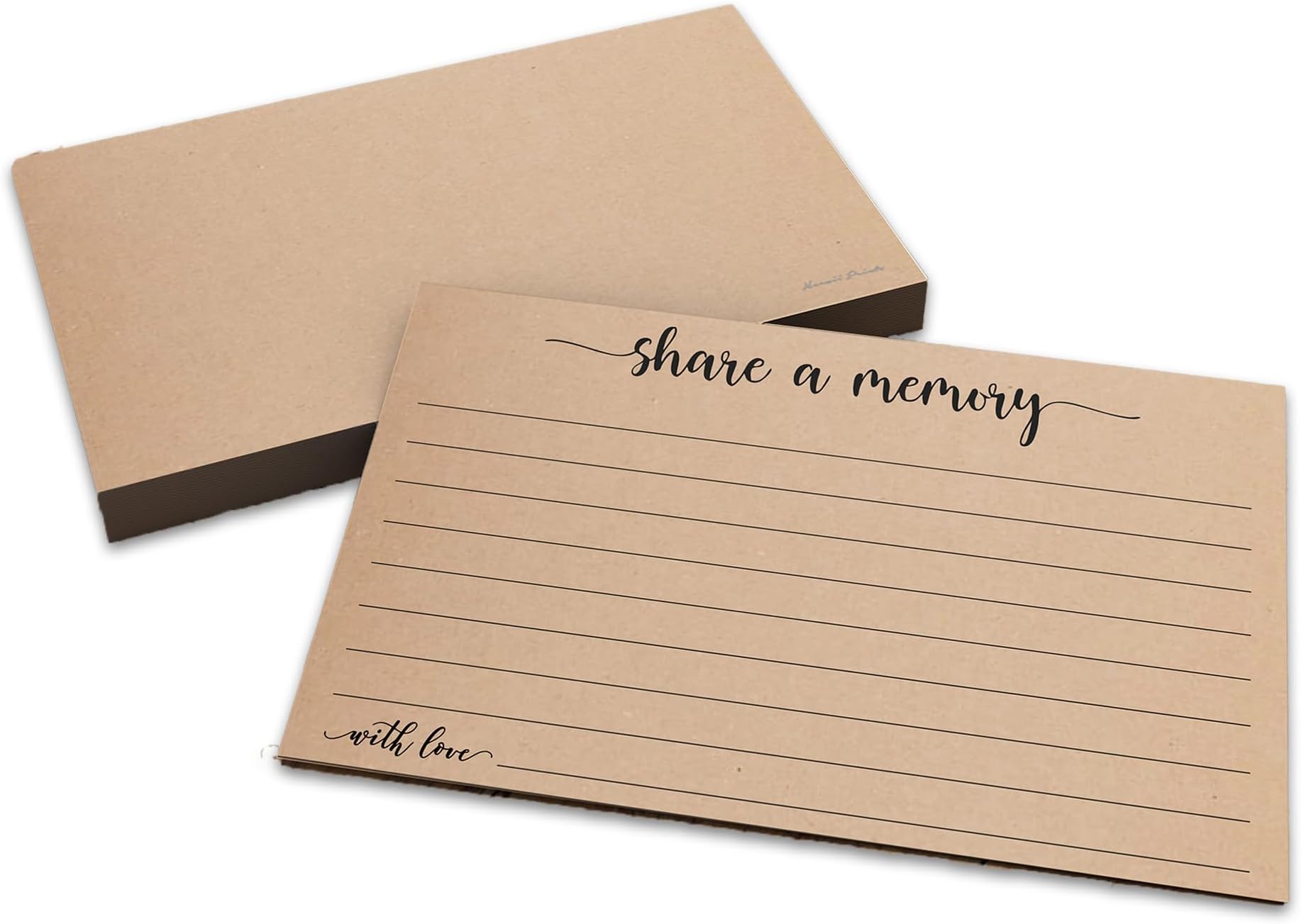 Herzii Prints Kraft Share a Memory Card - Elegant Memory Cards for Celebration, Funeral, Wedding, Event - - Keepsake Memory Book, Celebration Of Life Decorations 4x6 Set of 50