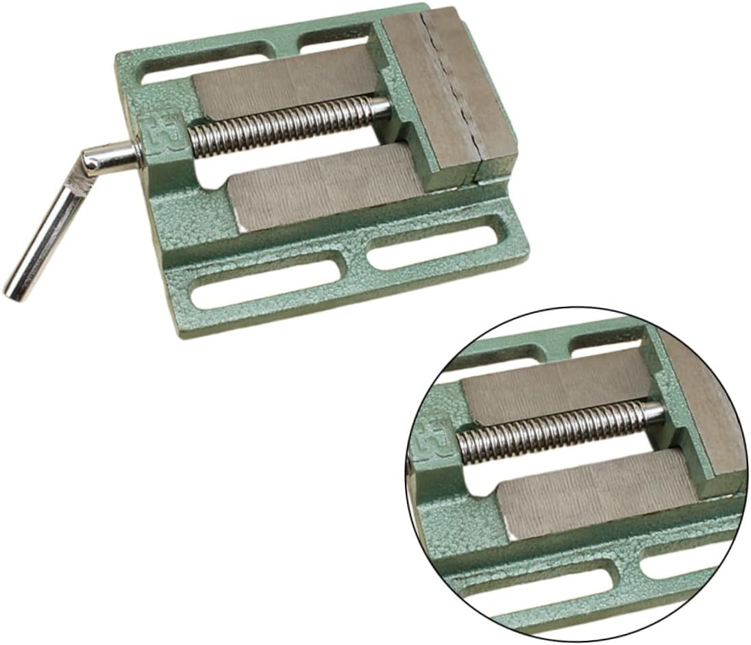 NUOBESTY 5-inch Cast Iron Drill Press Vise and Bench Clamp for Woodworking and Milling, Small Table Vise Screw Clamp for Workbench Applications