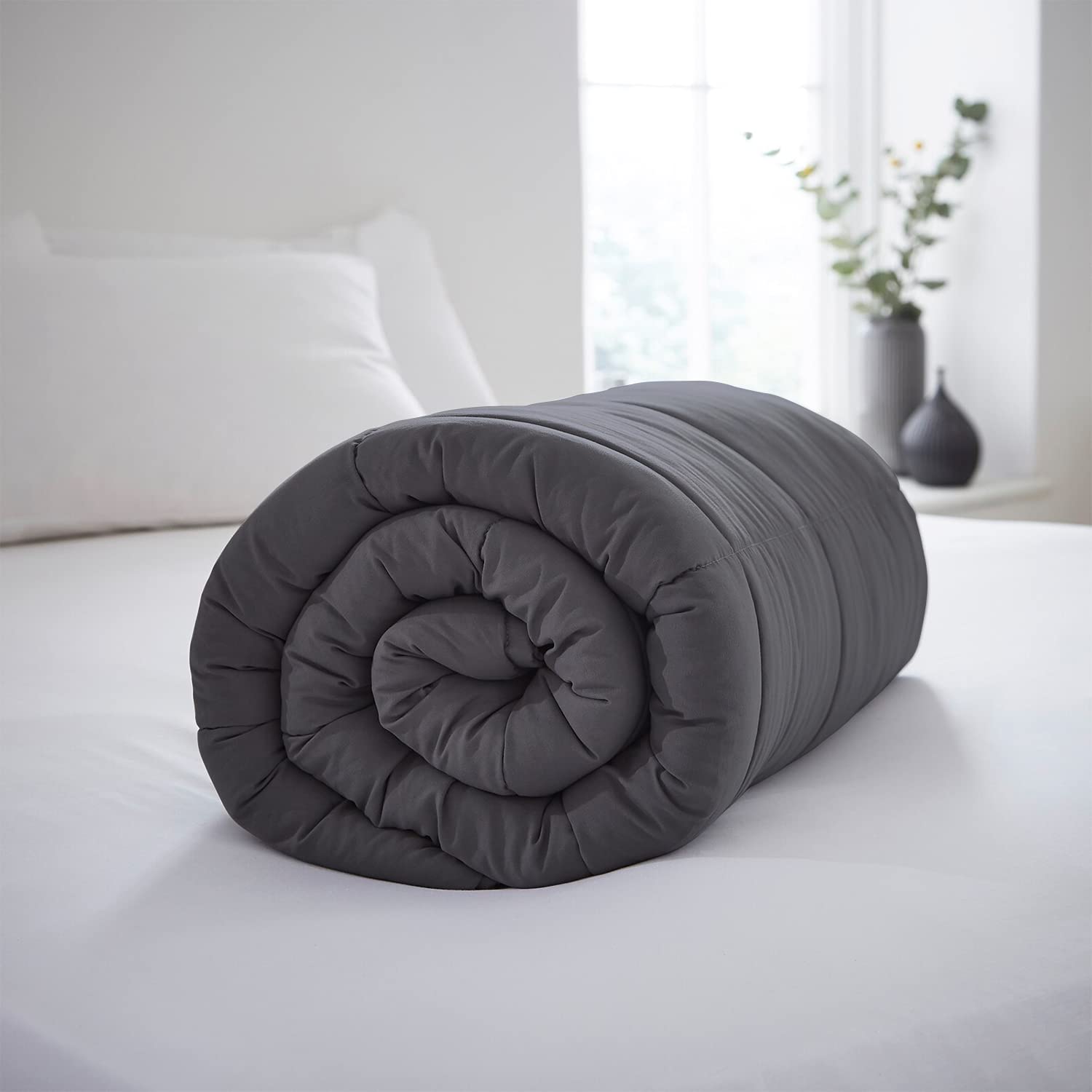 Visi-One Adult Weighted Blanket with Glass Beads, Calming Stimulation Sensory Relaxation (15 Pounds Blue Inner/ Grey Outer)