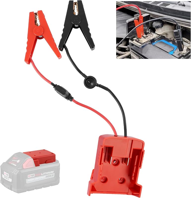 Adaptador de cabo auxiliar de partida OCHYIT com fusível e interruptor para baterias Milwaukee M18 – 30 A, 30,48 cm, 1 unidade