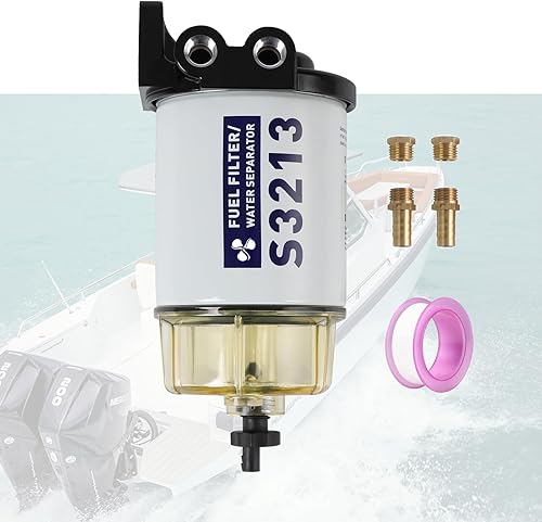 Filtro separador de agua de combustible marino para motores fueraborda Yamaha y Mercury - S3213 con púas de 38 pulgadas y accesorios NPT de 14
