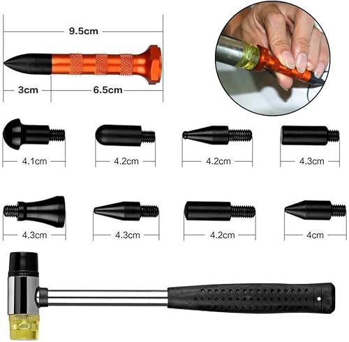 Manelord Car Dellen Reparatur Ausbeulwerkzeug Set, Auto Lackfreies Beulen Reparaturset Dent Puller Kit, Gleithammer Dent Abzieher mit 16 Stück Klebel