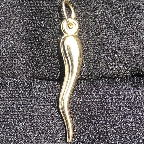 Real Genuine Solid 1/20 14K Yellow Gold Italian Horn Cornicello 1 Inch Necklace Pendant Charm for Men and Women Golds2