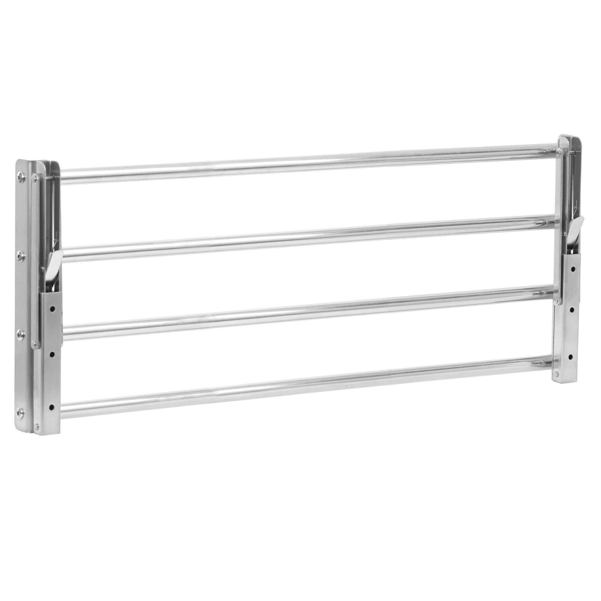 Mahlzeit Mensola da parete in acciaio inox, design asta, 120 x 30 cm, pieghevole, argento, in acciaio inox, montaggio a parete, per cucina, cucina, mensola da parete, mensola da parete per la