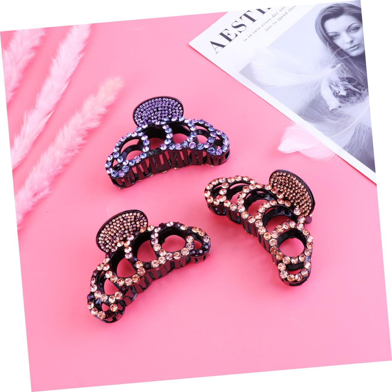 Housoutil 9stücke Teiliges Großer Haarklammern Mit Strass Für Elegante Hochsteckfrisuren Stylische Haaraccessoires Für Damen Violett Und Champagner