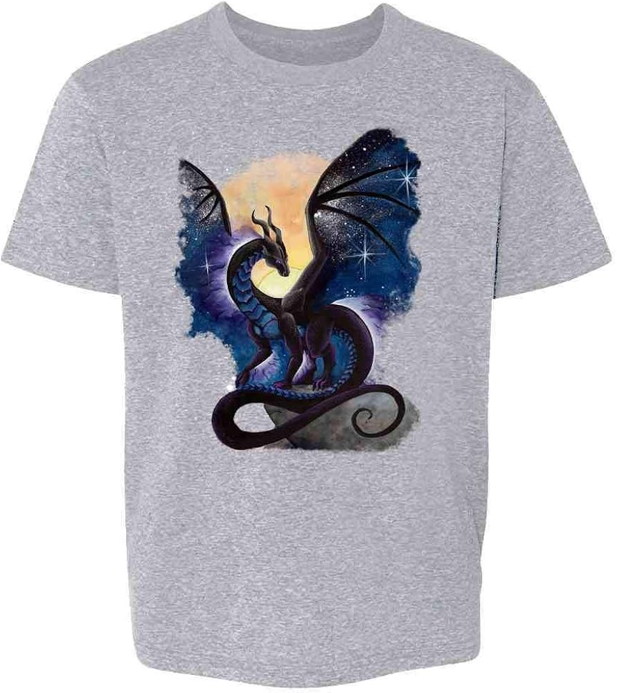 Nightfall Black Dragon Fantasy Art Sport Grey XS Youth Kids Girl