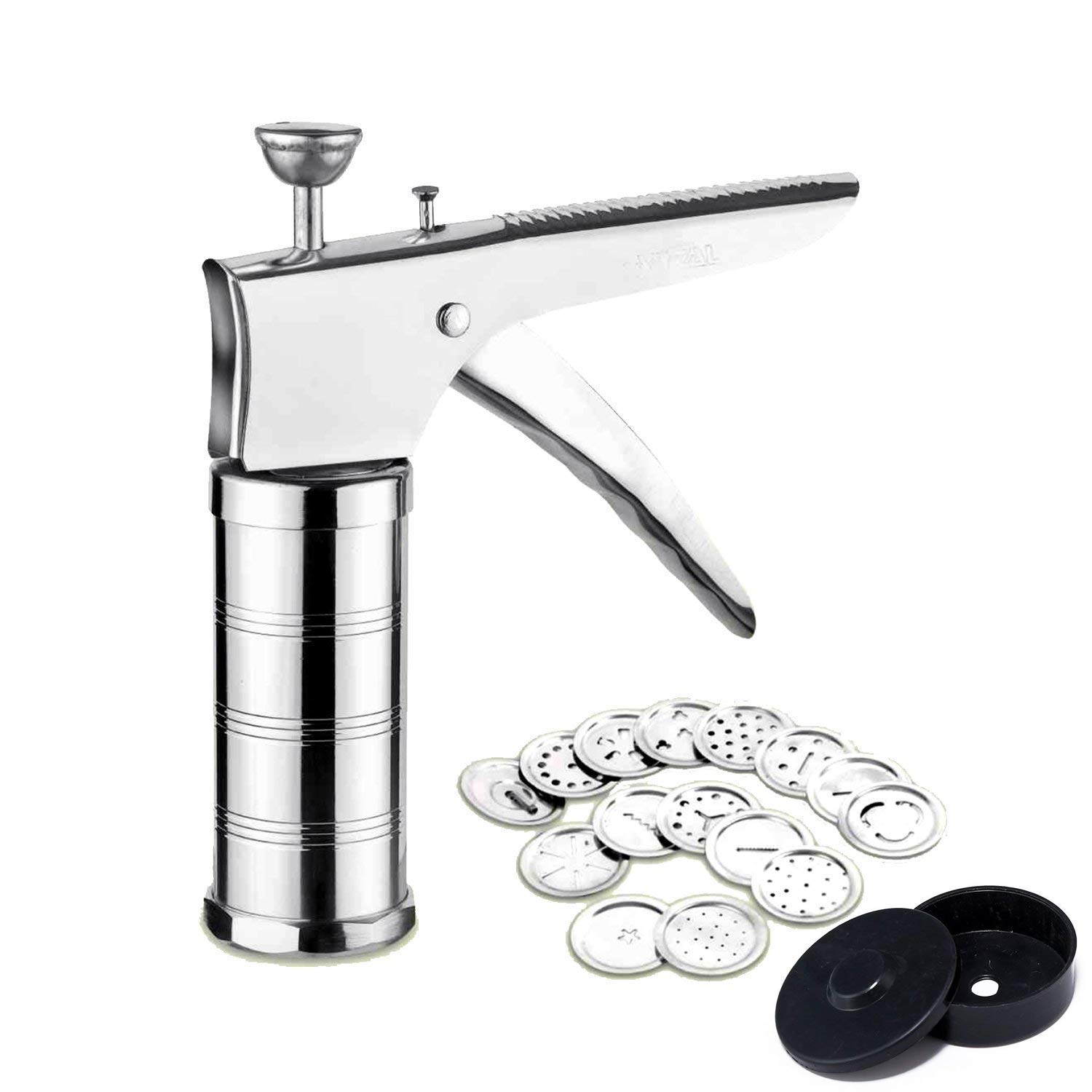 Kuber Industries Stainless Steel Kitchen Press Namkeen Maker,Silver (CTKTC1337)