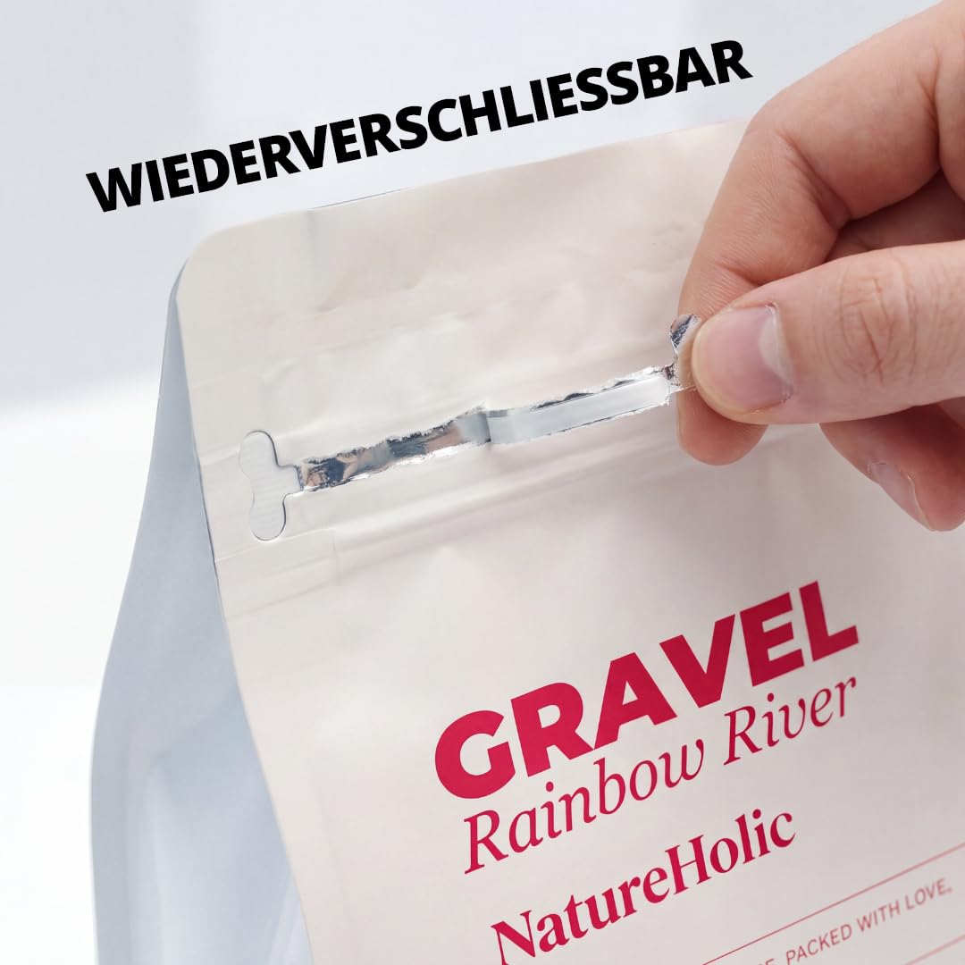 NatureHolic Naturkies Highwood River - Grauer Aquarium Kies - Natürlicher Flusskies für Aquarien mit feiner Körnung 2-4 mm - Perfekt für Naturaquarien, Bodengrund & Deko - 20kg