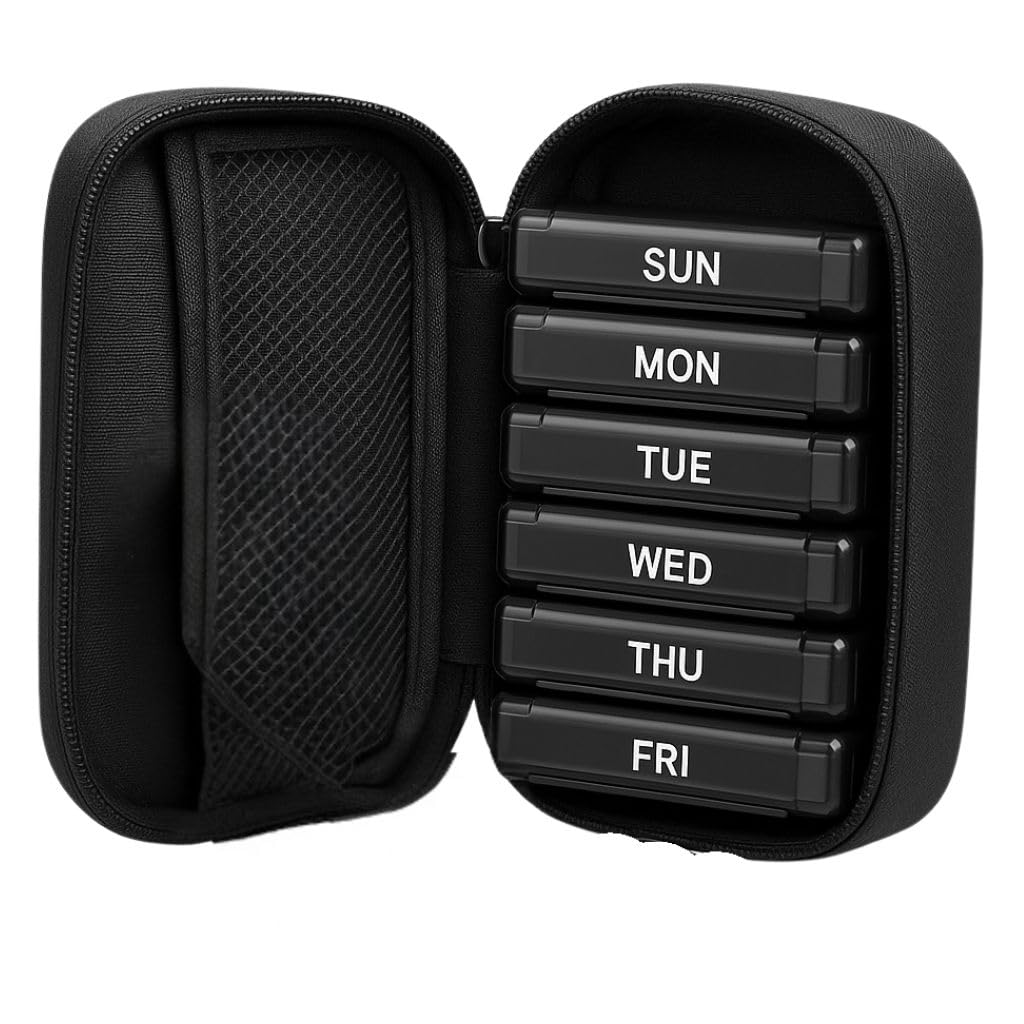 BROGBUS 3 Times Pill Organizer Box 7 Day with Large Compartments Moisture-Proof Pill Case for Vitamin, Medicine, Pills (Medicine Organizer Box) (Black)-image-15
