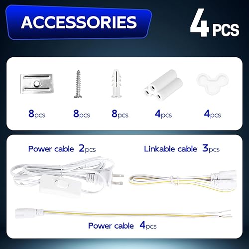 Miniatura 6 de hykolity Luz LED de tienda de 30 W y 2 pies, 3500 lm 6500 K, luz blanca súper brillante, lámpara de techo enlazable, luz de tubo LED T8 integrada en