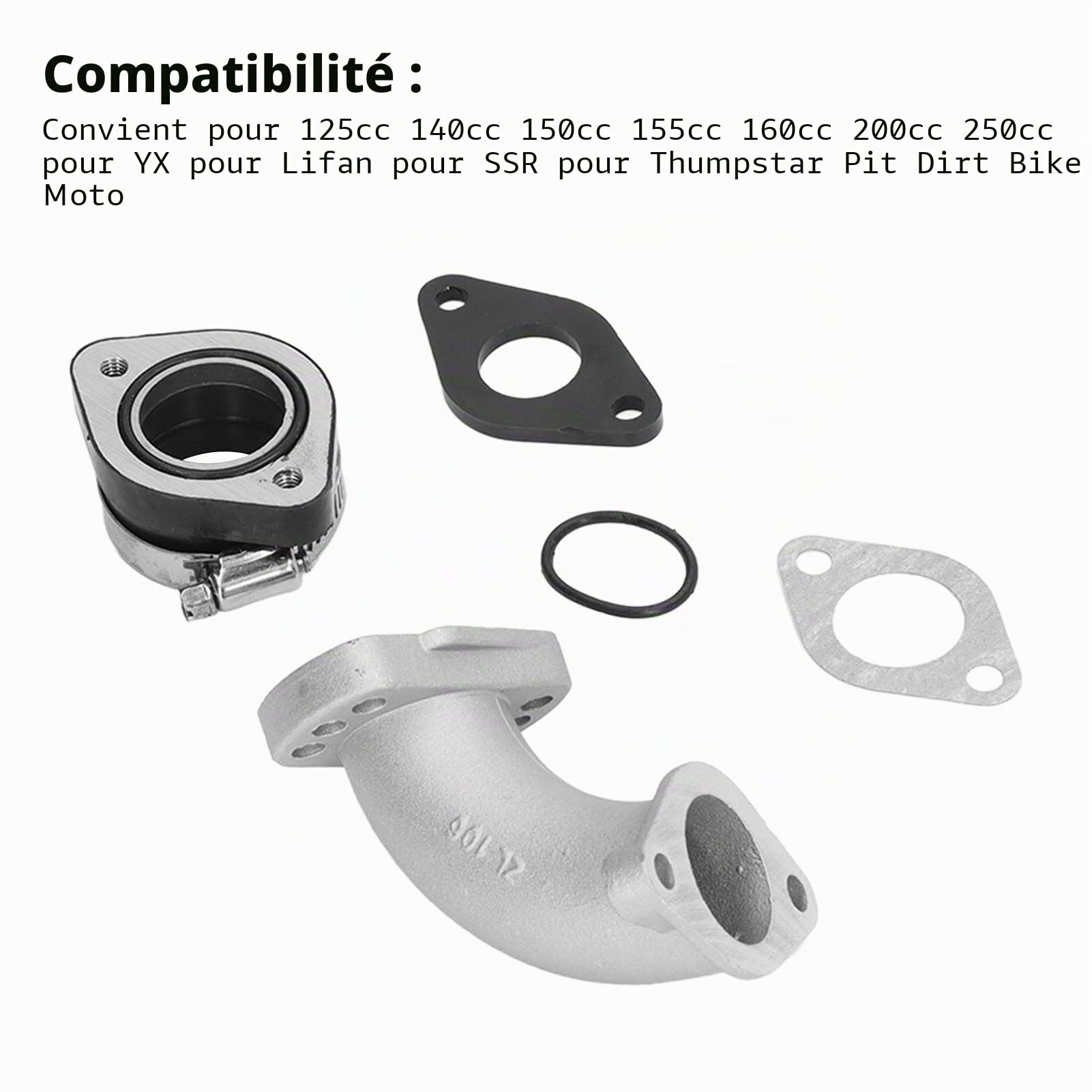 Uxsiya Kit d'adaptateur d'admission de carburateur, tuyau de collecteur d'admission antioxydant anti-âge à longue durée de vie pour Pit Dirt Bike