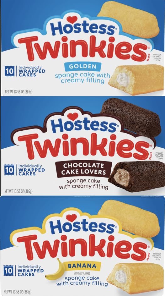 Hostess Twinkies Variety - Golden, Banana, Chocolate - 3 Boxes