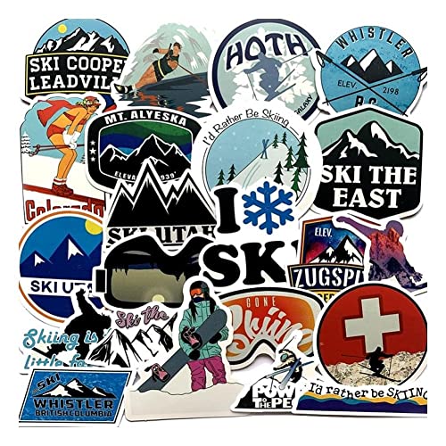 50pcs paquete esquí de invierno snow mountain piedra pegatinas para equipaje patinea portátil refrigerador ski decal stickers