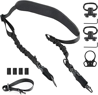 Upgraded Rifle Sling with Soft Shoulder Pad, Special Anti-Drop Protective Cover, Noise and Scratch Reducing Sleeve, Adjustable Length 2 Point Sling with D-Ring Loop