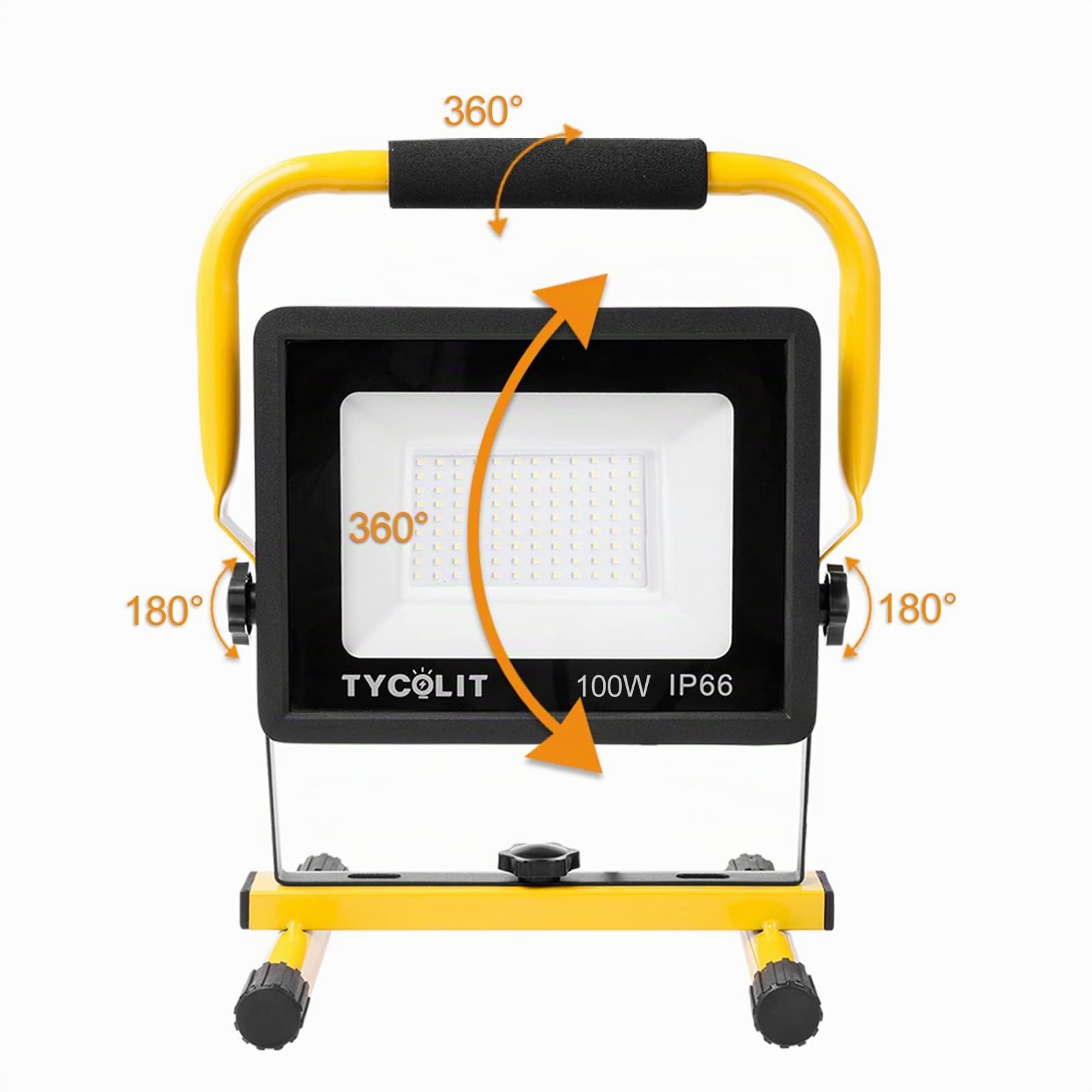 Faretto LED da costruzione, 100 W, 10000 lm, 6500 K, bianco freddo, con spina, IP66, impermeabile, cavo 3 m, per officina, cantiere, garage
