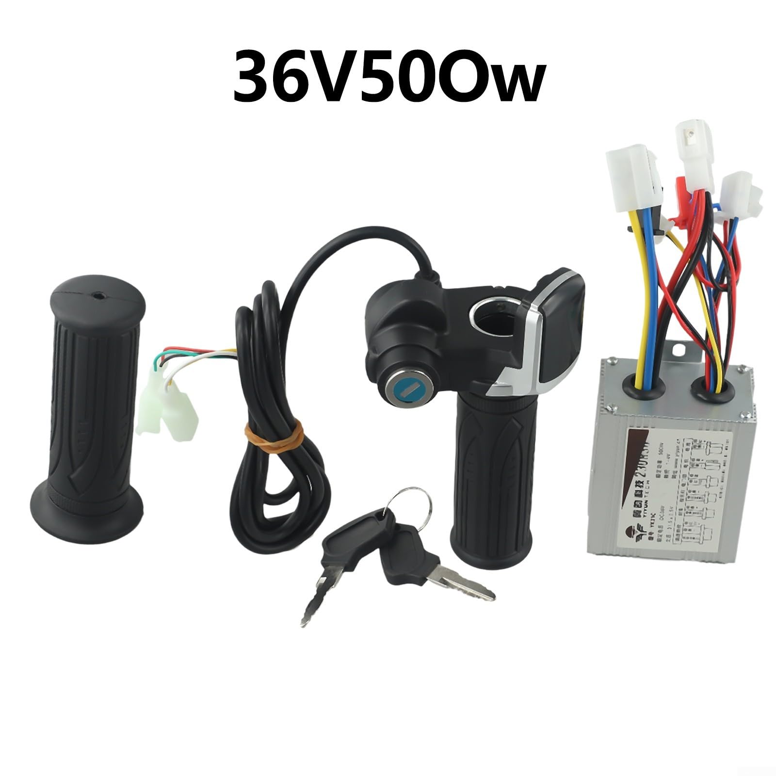 Contrôleur de vélo ou scooter électrique brossé avec poignée d'accélérateur, prend en charge les moteurs 24 V/36 V/48 V 250 W-1000 W, noir argenté (36 V 500 W)