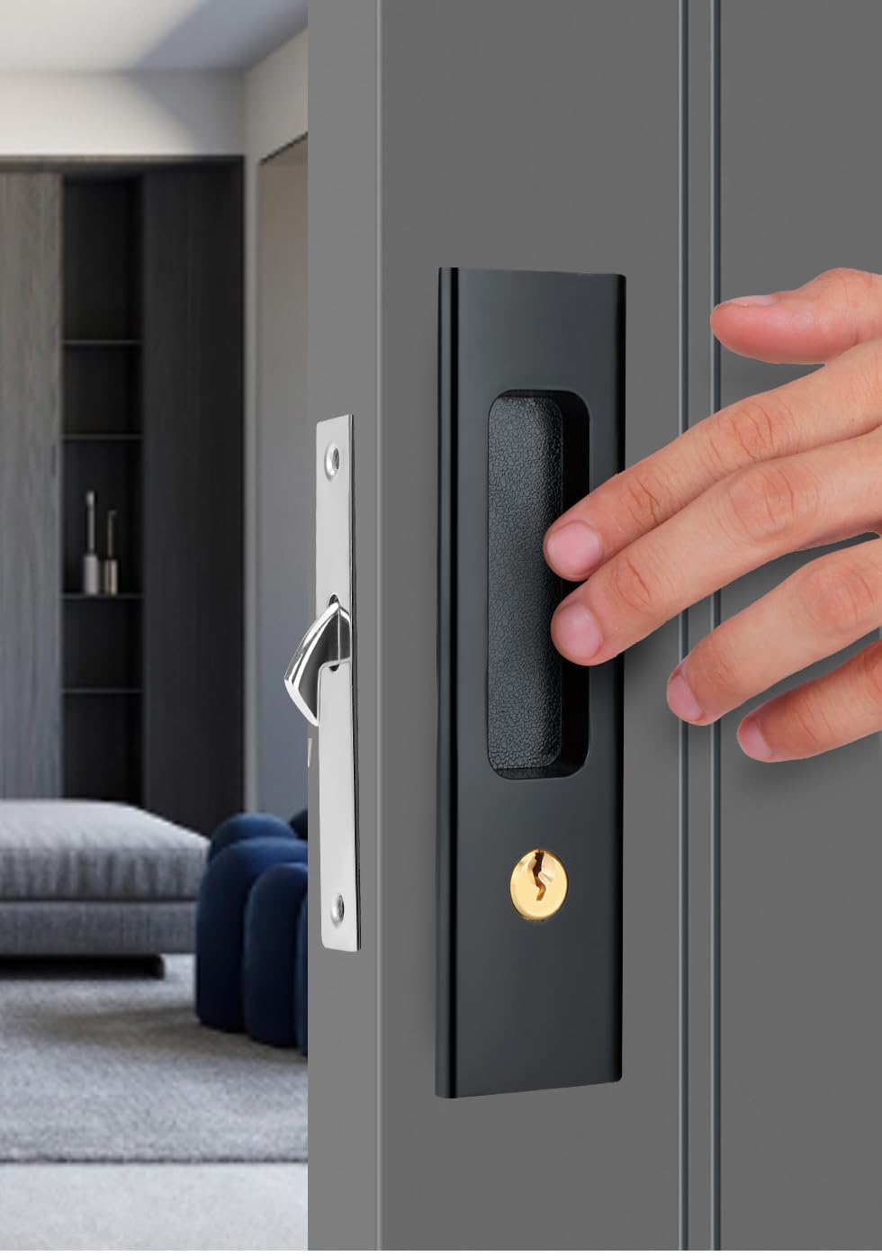 VICTAC Sliding Door Lock Invisible Recessed Handle Pocket Sliding Door Lock for Wood Furniture Hardware Matt Black 1 Set (B0DD8PHV7L) Amazon Price History, Amazon Price Tracker