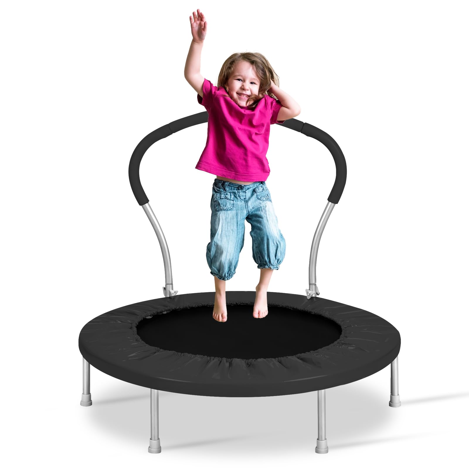 Lyromix Mini Trampoline for Kids, Indoor Toddler Trampoline with Handle, Child Small Rebounder Trampoline for Indoor and Outdoor Use