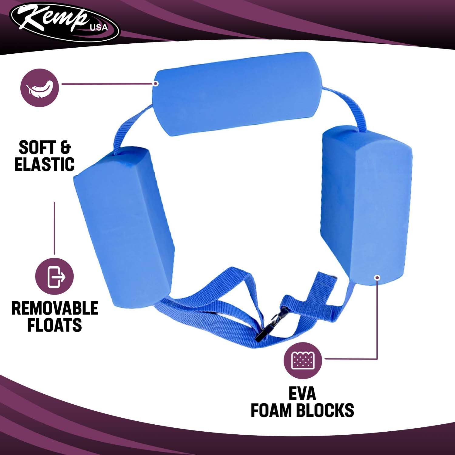 Kemp USA Learn 2 Swim Belt for Children + Kids' Blue/Orange Swimming Goggles