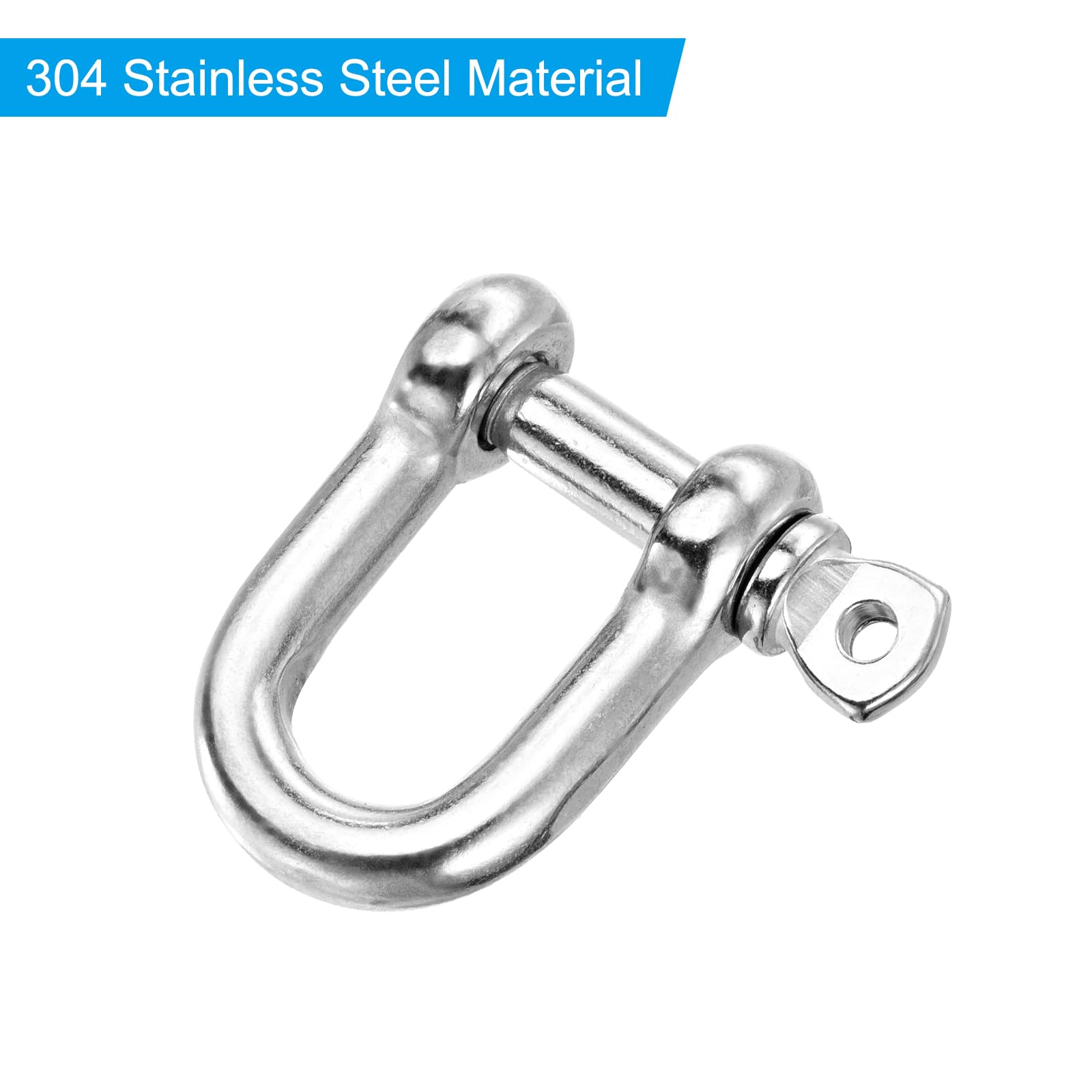 Manille En D à Vis M8 Acier Inox 316 - Capacité 400kg (882lbs) Pour Chaînes, Cordes, Usage Extérieur