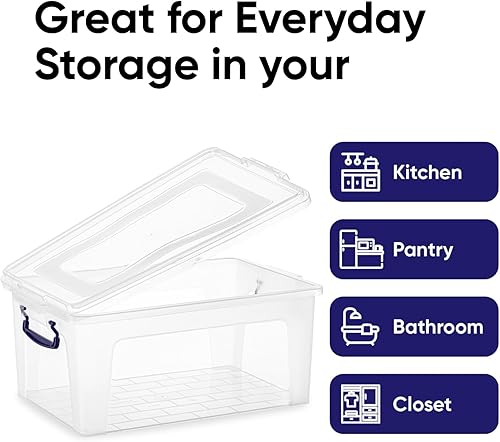 Miniatura 10 de Superio Cajas de almacenamiento transparentes con tapas, contenedores de plástico para organizar, cajas apilables, sin BPA, no tóxicas, sin olor,