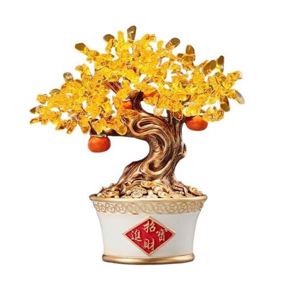Fortune Crystal Trees Home Crystal Fortune Tree Bonsai, Living Room Entryway Wine Cooler Decorations(White)