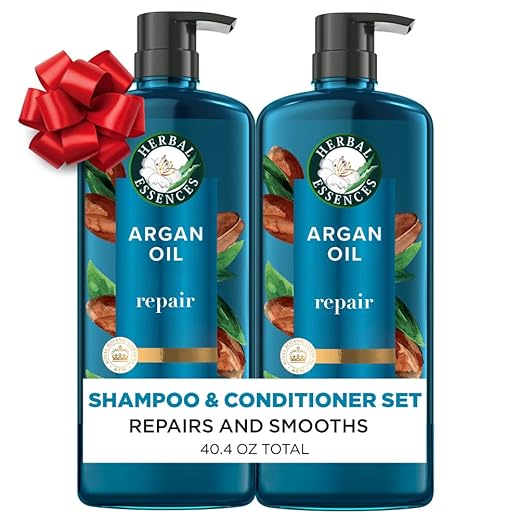 Herbal Essences Shampoo and Conditioner Set Repairing Argan Oil of Morocco with Natural Source Ingredients, Color Safe, BioRenew, 20.2 Fl Oz, 2 Count