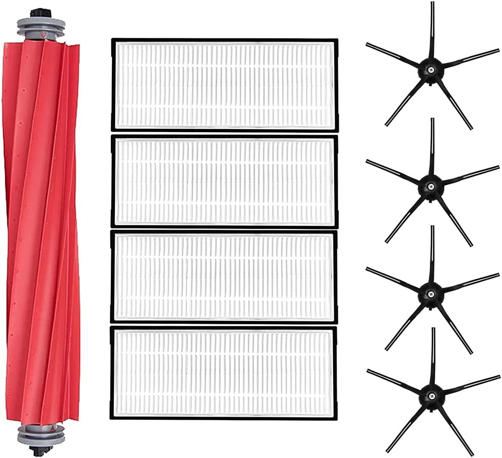 9-Pack Main Roller Brush Filter Side Brushes for Xiaomi Roborock S7 T7 T7S T7Plus Vacuum Cleaner Replacement Parts (White)