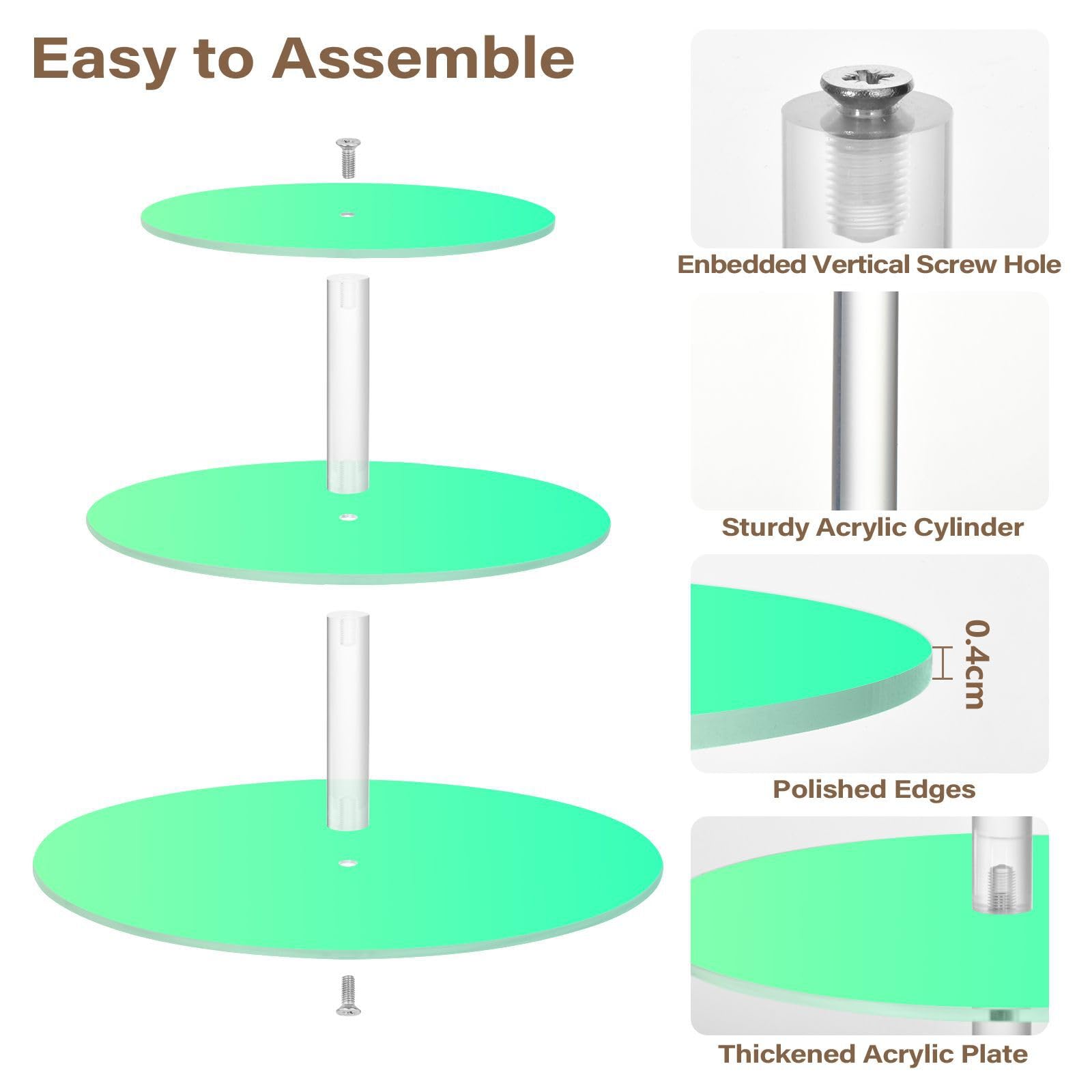 Gradient Dark Green Circular Acrylic Tray Waterproof Three-Layer Display Trays Bathroom