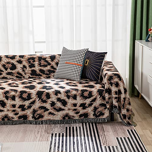 Hopstar Leopard Throw Blanket Soft Cheetah Print Blankets And Throws Cotton Woven Blanket For Couch Bed Chair Sofa 51"×71" #TOP2