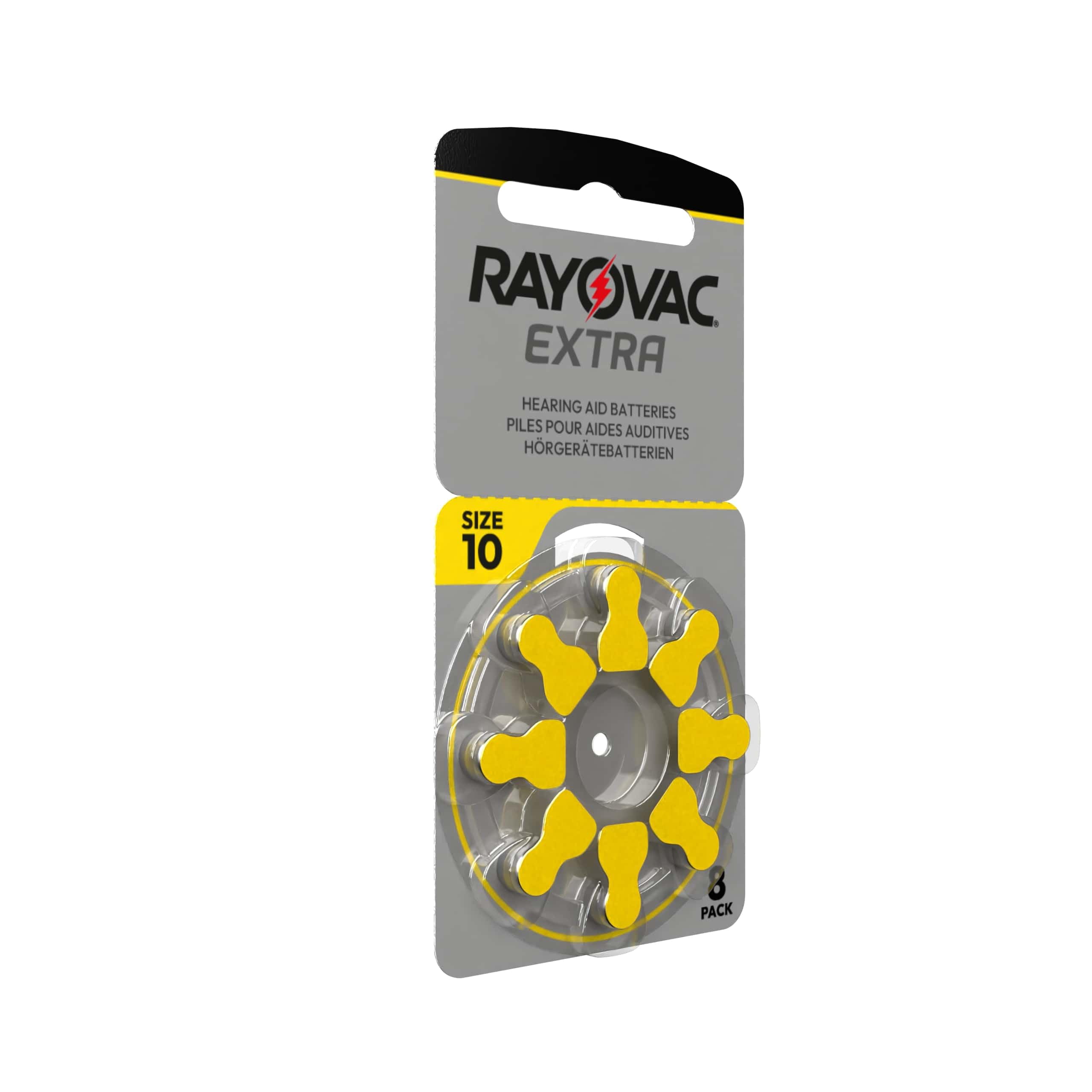 120 Pilas para audífonos Rayovac Extra Modelo 10, de Larga duración, compatibilidad Universal con Todos los audífonos, sin Mercurio, práctico y Seguro, 15 blíster de 8 Unidades Cada uno.