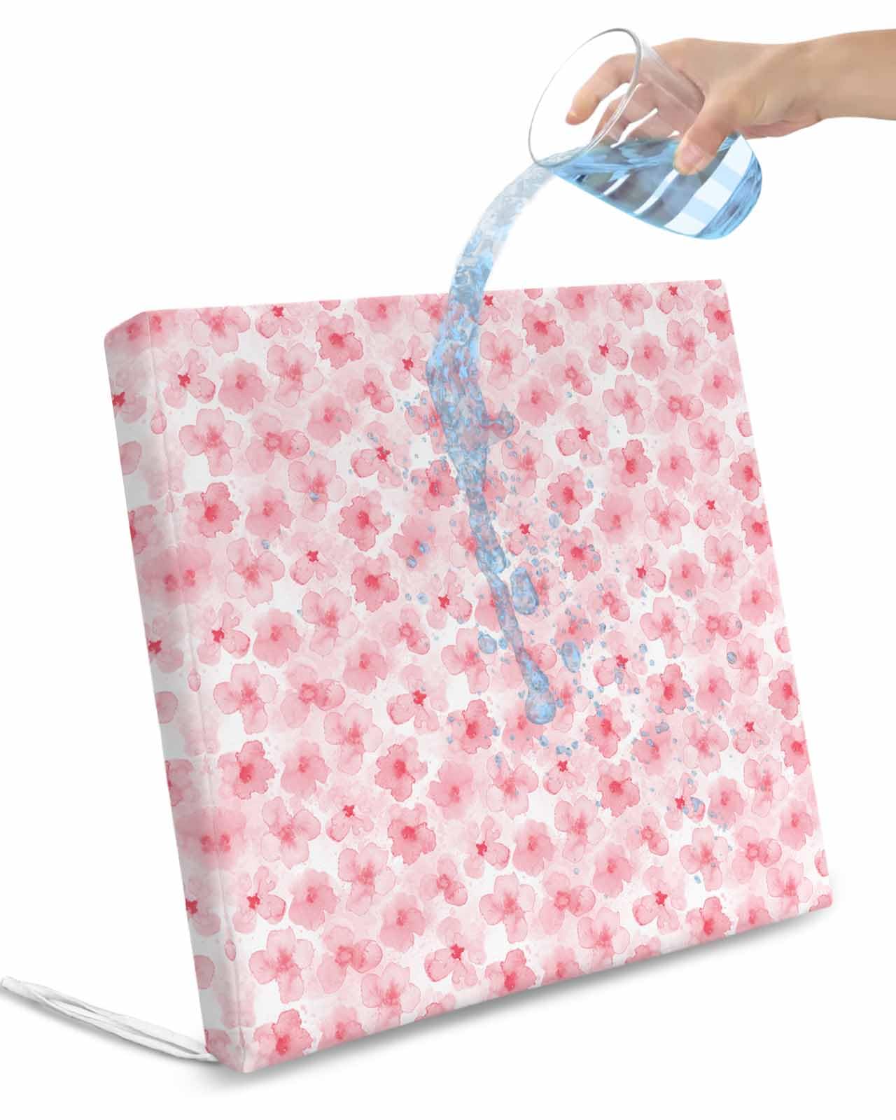 Edwiinsa Pink Floral Indoor/Outdoor Seat Cushions Cover, Waterproof Patio Chaise Lounge Cushion Cover for Beach Pool Side Chair Cushions 20x18x4Pieces Colored Spring Summer Retro Ink Flower Botanical