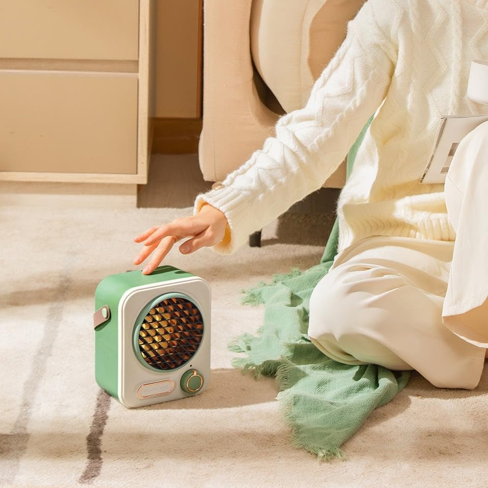 Electric Mini Fan Heater Warm Blower Portable Desktop Household Wall Home Heating Stove Radiator Warmer Machine For Winter (Black)