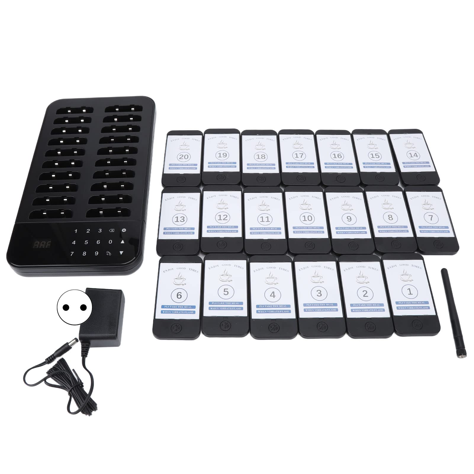 Dpofirs Pager für Restaurants, Paging System mit 20 Pagern, Buzzer Beep Lineup Waiting Queue Signal Calling Customer Service for Cuisine Hospital Clinic(EU)