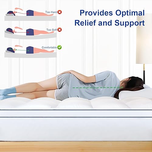 Miniatura 3 de KAYFIA Cubrecolchón tamaño individual, extra grueso para sueño profundo, relleno alternativo de plumón de nieve 3D+7D, con bolsillo profundo de 8 a