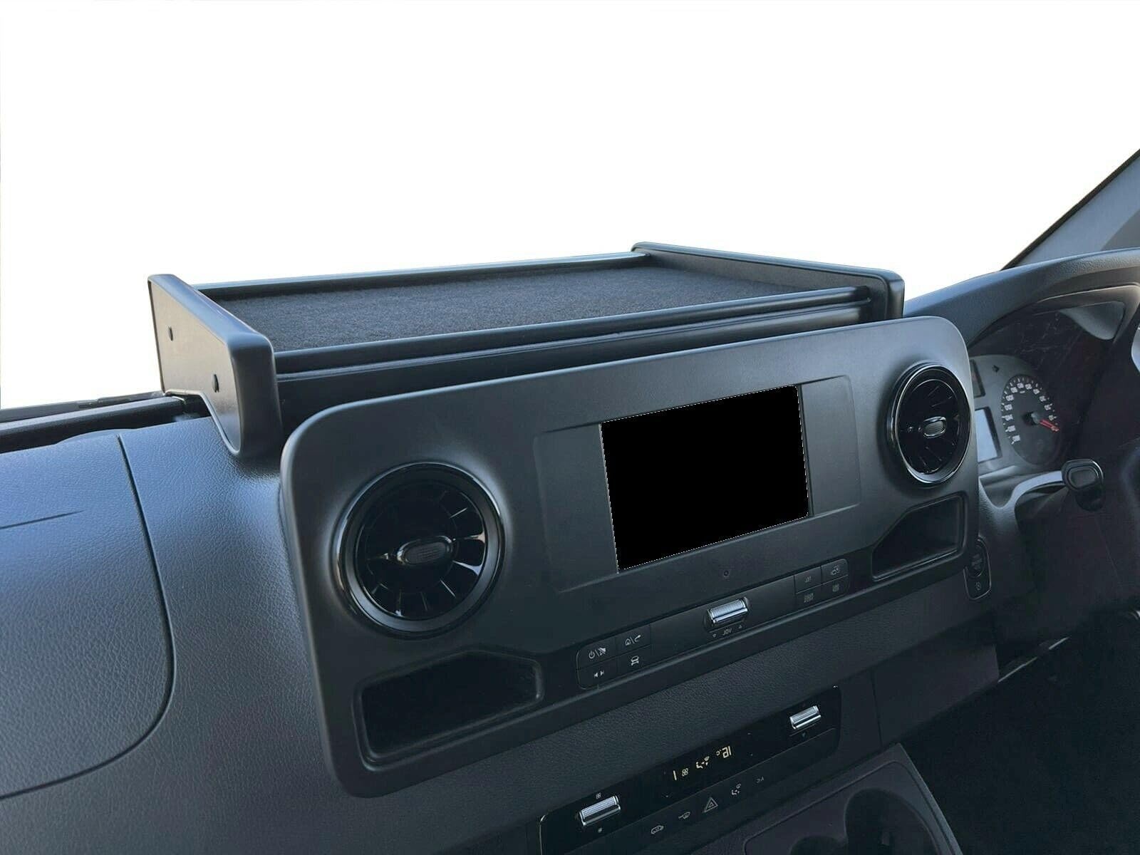 Armaturenbrett-Tisch kompatibel mit Mercedes Sprinter 2018–2025 – rutschfeste Cockpit-Ablage – Zusatzfläche für Dokumente, Smartphone, Getränke