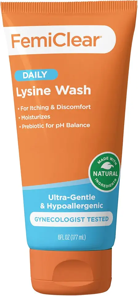 FemiClear® Ultra-Gentle Feminine Wash – Made with Lysine &amp; Lemon Balm for Feminine Hygiene, Essentials for Vaginal Health (6FL oz)